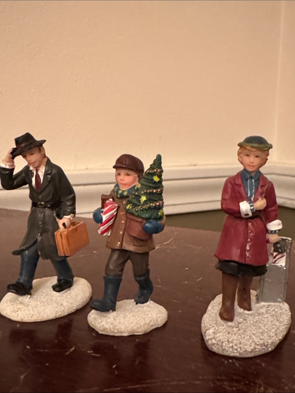 St. Nicholas Square Blue and Green Holiday Caroler Figurine Set - Picture 4 of 6
